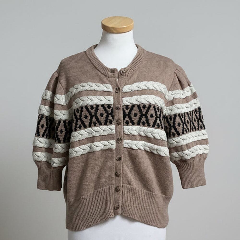 Varley beige crochet Kershaw sweater, size M